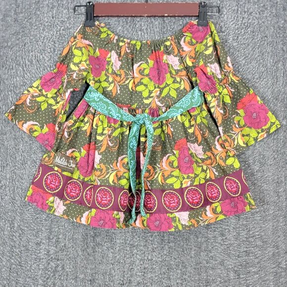 Matilda Jane Paint by Numbers Dress Girls 4 Multicolor Floral Long Sleeve Belted - Picture 8 of 11